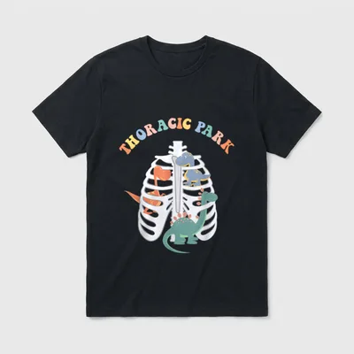 Thoracic Musculoskeletal Park Funny Dino Nurse T-Shirt – Classic T-Shirt in Black