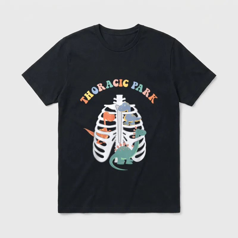 Thoracic Musculoskeletal Park Funny Dino Nurse T-Shirt – Classic T-Shirt in Black