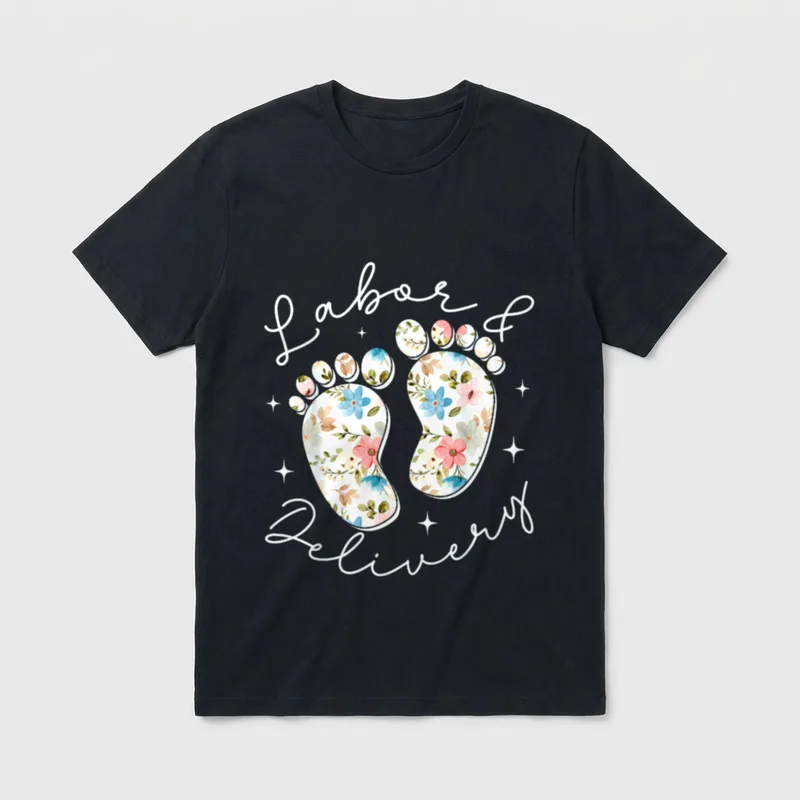 Wildflowers Labor and Delivery Nurse Retro T-Shirt – Classic T-Shirt in Black