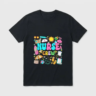 Retro Nurse Summer Vacation Crew T-Shirt – Classic T-Shirt in Black