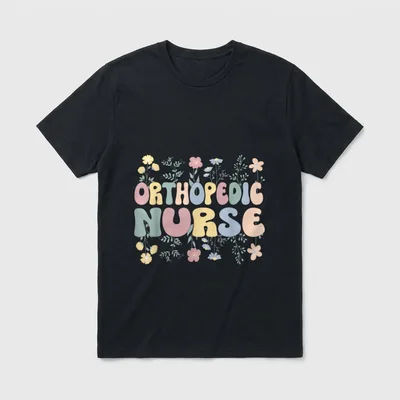 Groovy Orthopedic Nurse Flowers Ortho Nursing T-Shirt – Classic T-Shirt in Black
