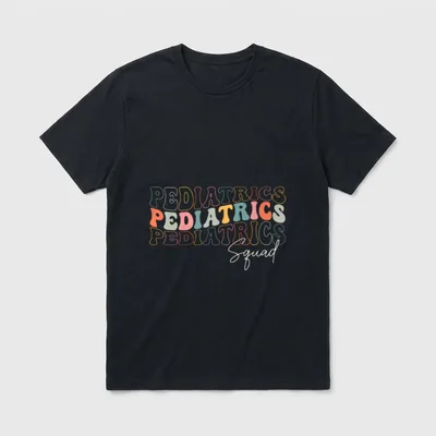 Pediatrics Squad Registered Nurse Retro Groovy T-Shirt – Classic T-Shirt in Black
