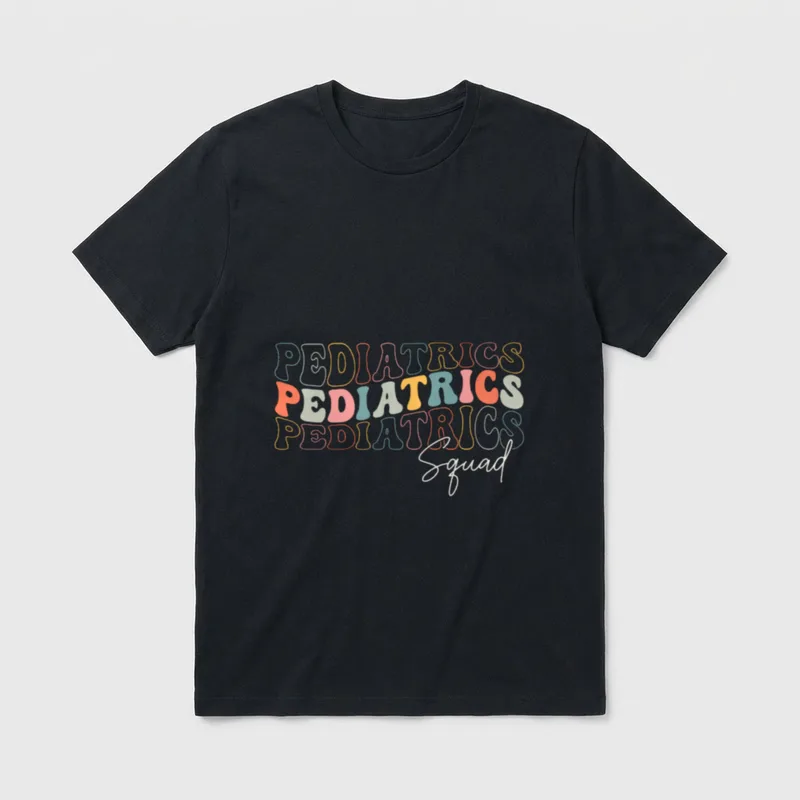Pediatrics Squad Registered Nurse Retro Groovy T-Shirt – Classic T-Shirt in Black