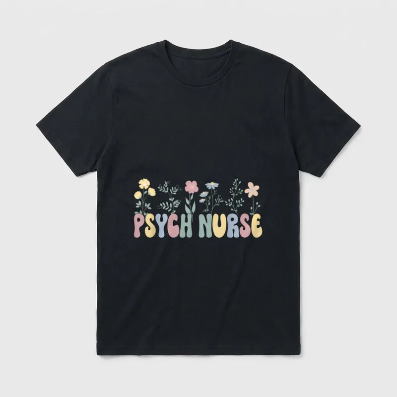 Groovy Psych Nurse Flowers Psychiatric Perfect T-Shirt – Classic T-Shirt in Black