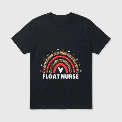 Float Nurse Nursing Leopard Rainbow Pool T-Shirt – Classic T-Shirt in Black