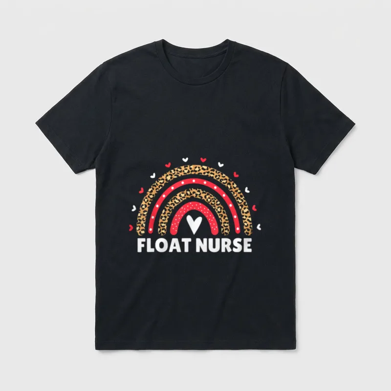 Float Nurse Nursing Leopard Rainbow Pool T-Shirt – Classic T-Shirt in Black