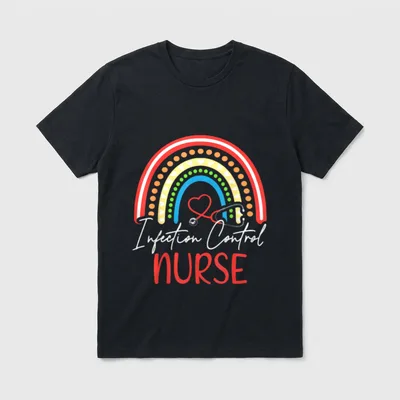 Nurse Infection Control Rainbow Style T-Shirt – Classic T-Shirt in Black