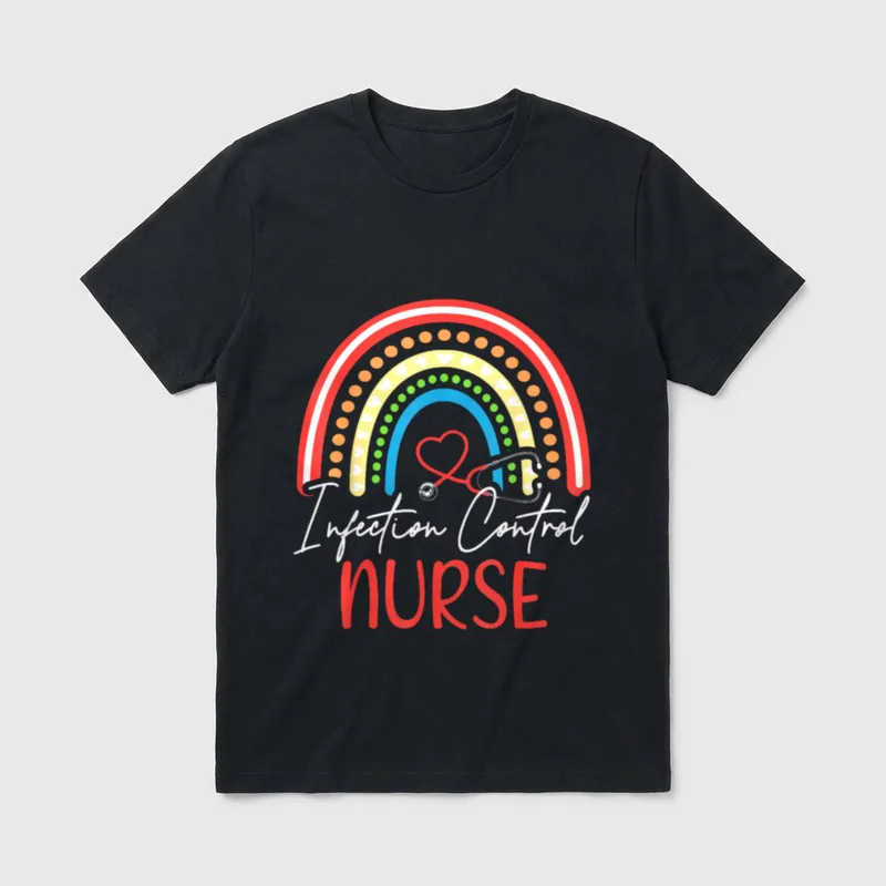 Nurse Infection Control Rainbow Style T-Shirt – Classic T-Shirt in Black