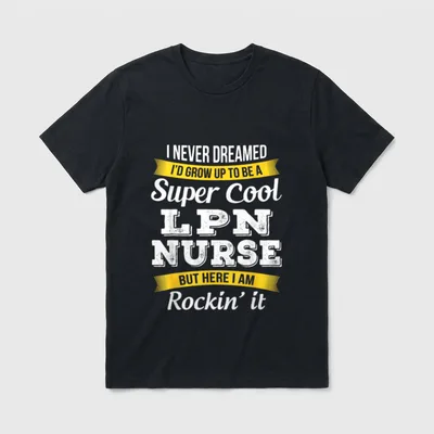 LPN Nurse T-Shirt – Super Cool LPN Nurse lettering with yellow ribbon graphics – Classic T-Shirt in Black