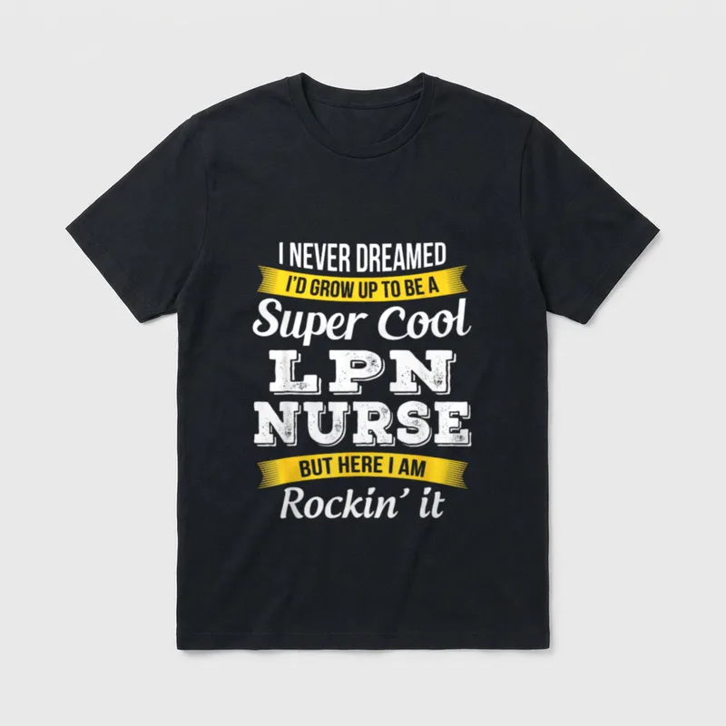 LPN Nurse T-Shirt – Super Cool LPN Nurse lettering with yellow ribbon graphics – Classic T-Shirt in Black