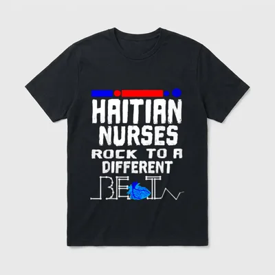 Haitian Nurse Flag Heartbeat Black Afro T-Shirt – Classic T-Shirt in Black