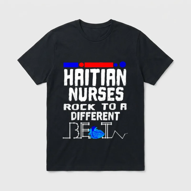 Haitian Nurse Flag Heartbeat Black Afro T-Shirt – Classic T-Shirt in Black