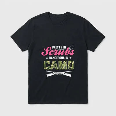 Pretty in Scrubs Dangerous Camo RN T-Shirt – Classic T-Shirt in Black