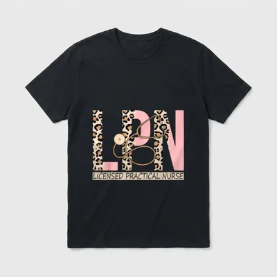 LPN Leopard Nurse Nursing Licensed Practical T-Shirt – Classic T-Shirt in Black