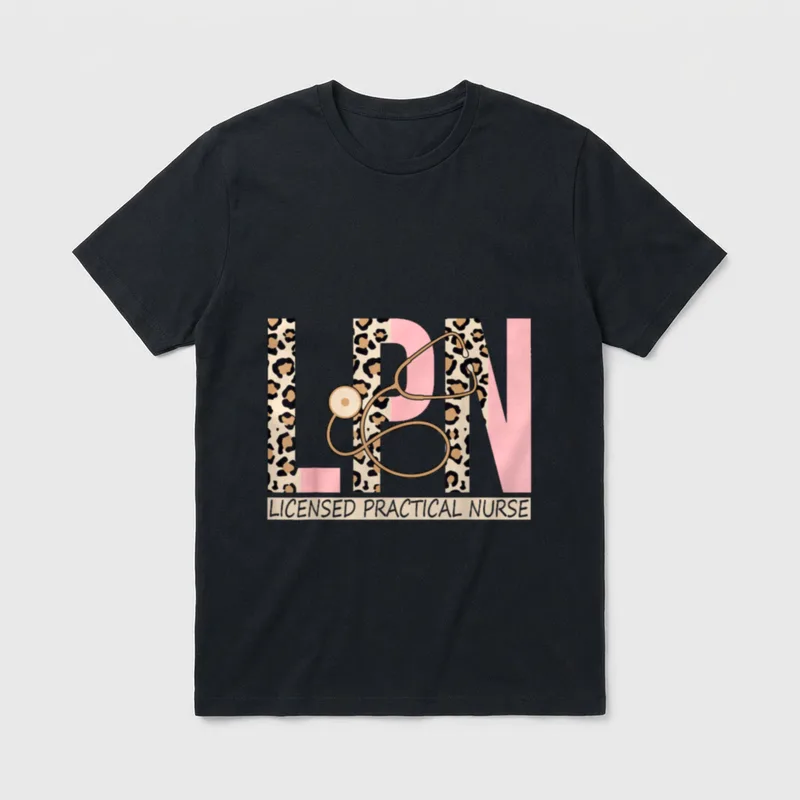 LPN Leopard Nurse Nursing Licensed Practical T-Shirt – Classic T-Shirt in Black