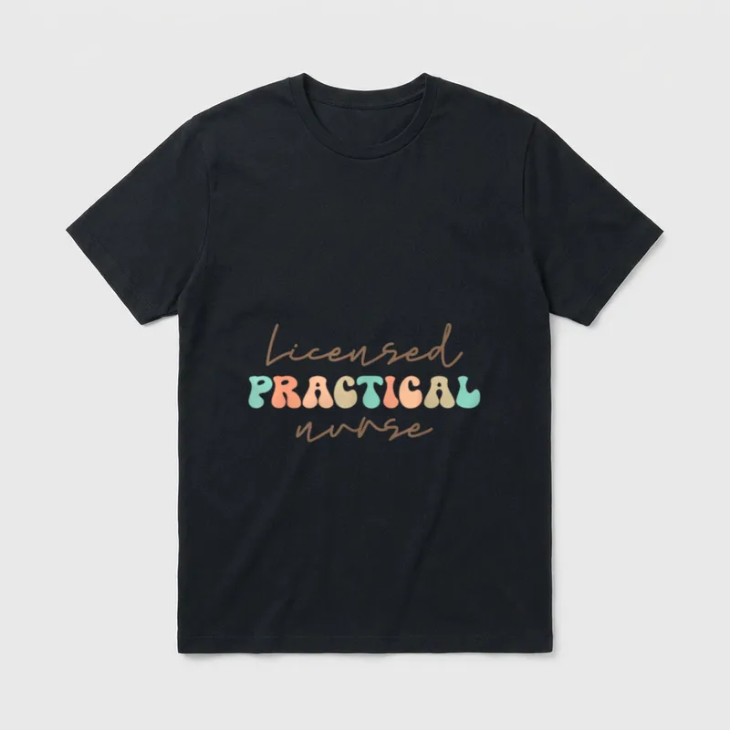 LPN Licensed Practical Nurse Popular T-Shirt – Licensed PRACTICAL nurse in groovy colorful font – Classic T-Shirt in Black