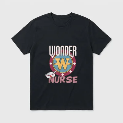 Wonder Nurse for the Super T-Shirt – WONDER NURSE lettering with a winged emblem and nurse cap – Classic T-Shirt in Black