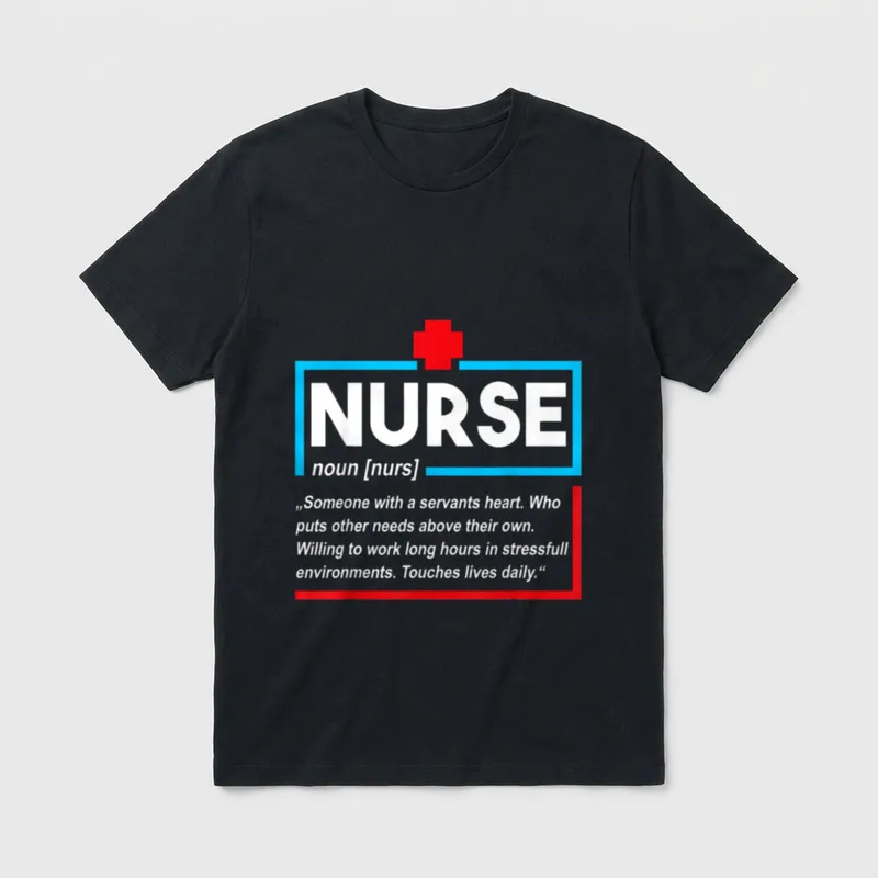 Definition RN LPN Nurse T-Shirt – NURSE noun [nurs] definition with red cross and quote – Classic T-Shirt in Black
