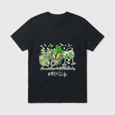 Peace Love Nurse St Patrick Day T-Shirt – Classic T-Shirt in Black