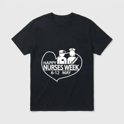 Cute Happy Nurses Week Red Heart T-Shirt – Classic T-Shirt in Black