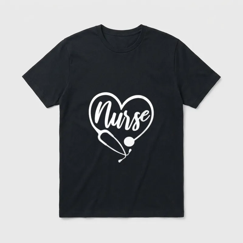 Nurses Heart Stethoscope RN LPN Love T-Shirt – Classic T-Shirt in Black