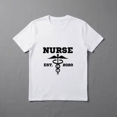 Nurse Est 2020 Graduation T-Shirt – Caduceus emblem with NURSE EST. 2020 lettering – Classic T-Shirt in Black