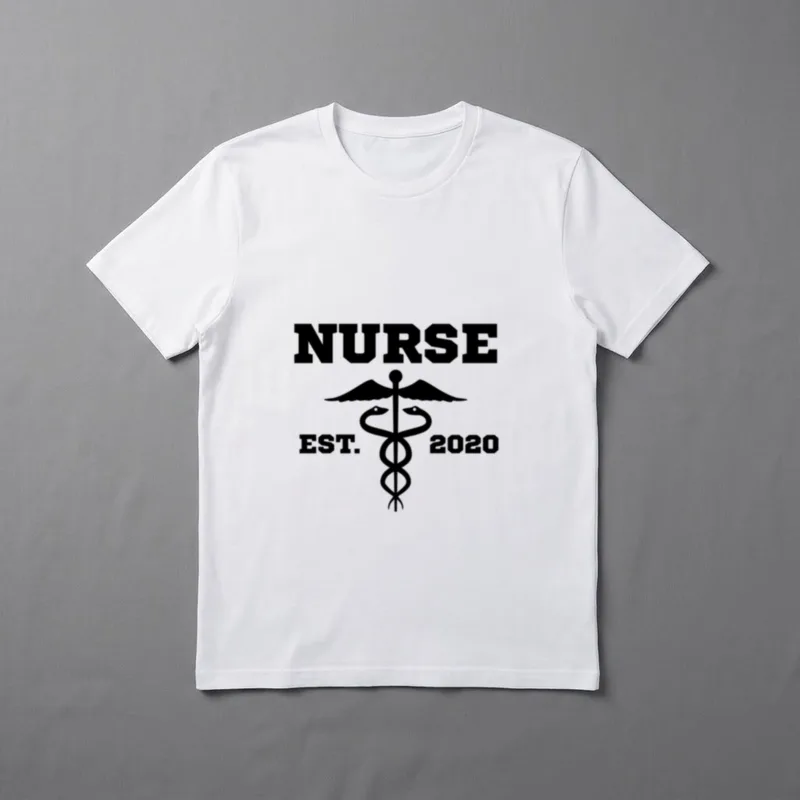 Nurse Est 2020 Graduation T-Shirt – Caduceus emblem with NURSE EST. 2020 lettering – Classic T-Shirt in Black