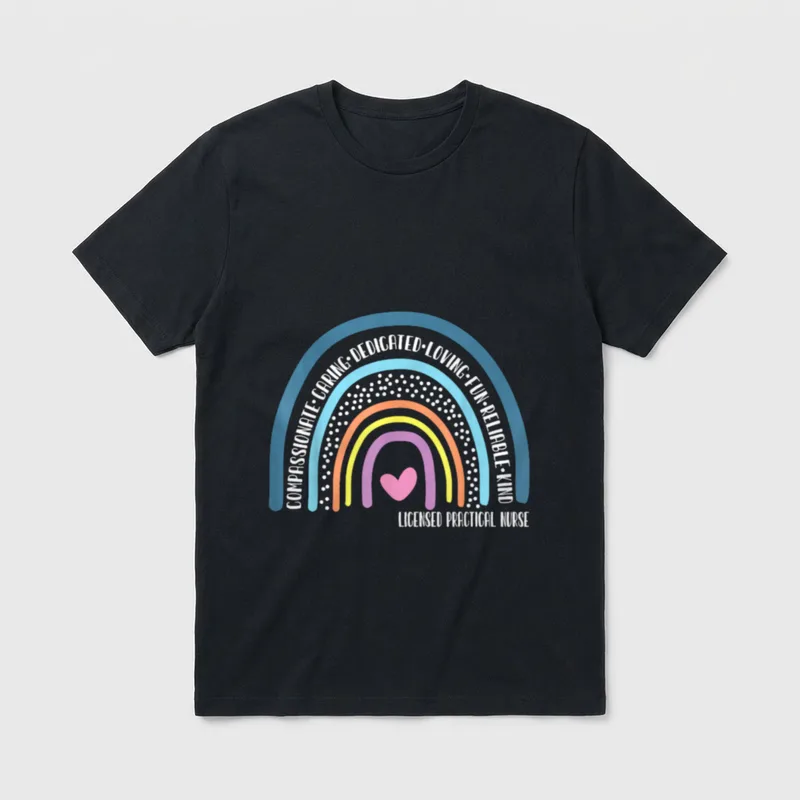 LPN Licensed Practical Nurse Cute Rainbow T-Shirt – Classic T-Shirt in Black