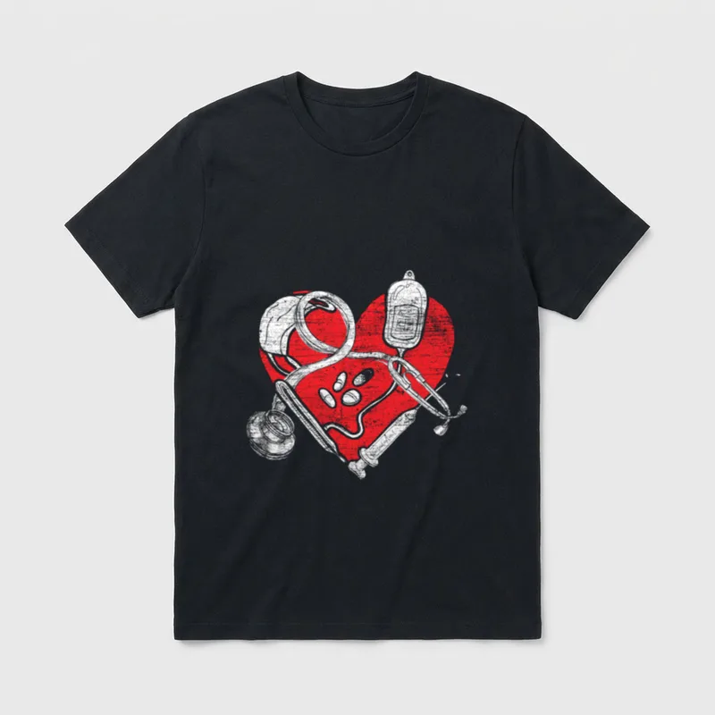 Stethoscope Heart Medical Nurse LPN Healthcare T-Shirt – Classic T-Shirt in Black