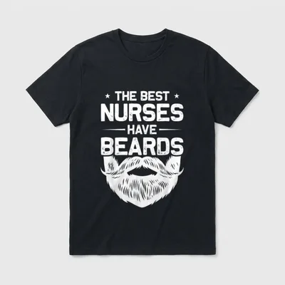 Bearded Nurses Clothing Funny Male Nurse T-Shirt – Classic T-Shirt in Black