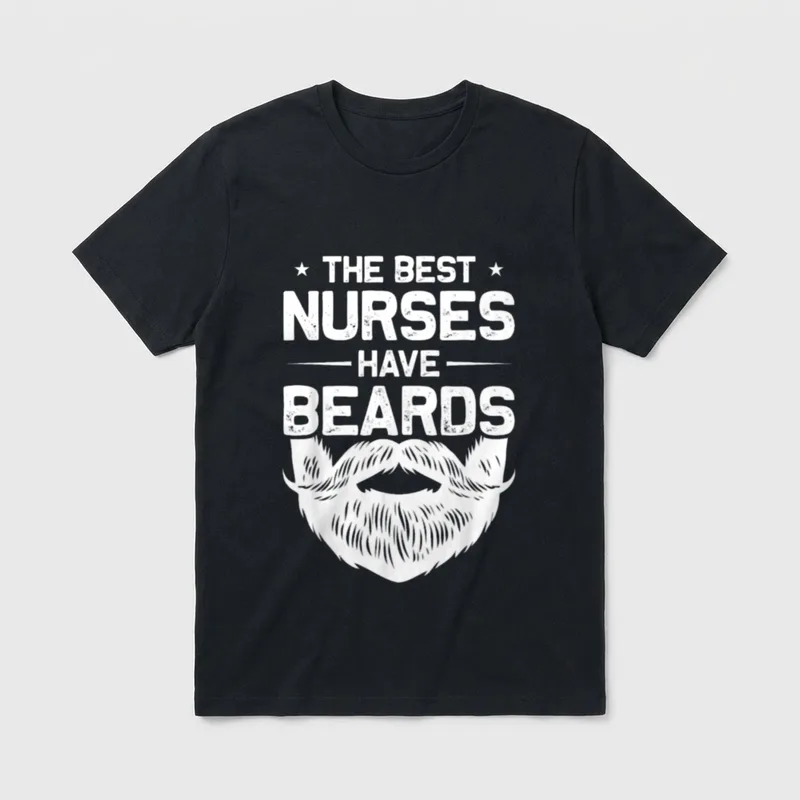 Bearded Nurses Clothing Funny Male Nurse T-Shirt – Classic T-Shirt in Black