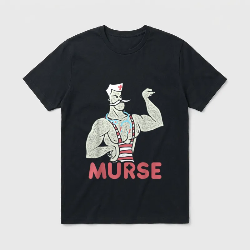 Funny Male Nurse Murse Reads T-Shirt – Classic T-Shirt in Black