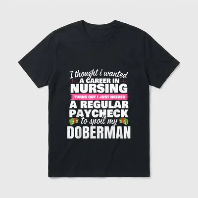 Doberman Nurse Spoiling Dog Puppy T-Shirt – Classic T-Shirt in Black