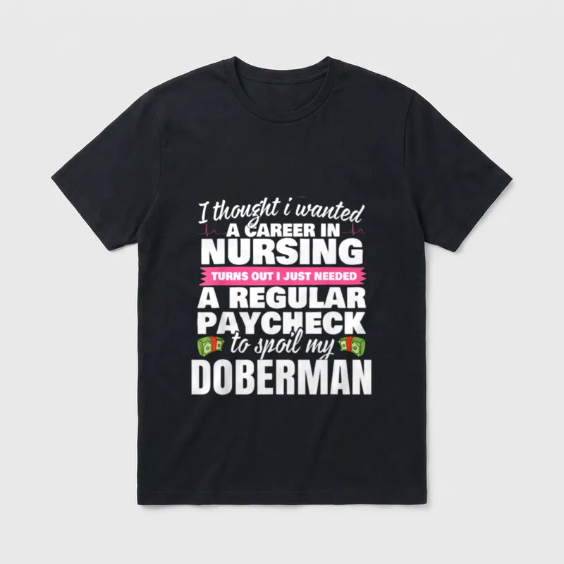 Doberman Nurse Spoiling Dog Puppy T-Shirt – Classic T-Shirt in Black