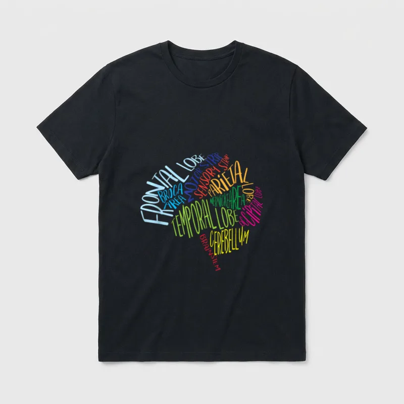 Brain Typography RN Nurse Neurologist Doctor T-Shirt – Classic T-Shirt in Black