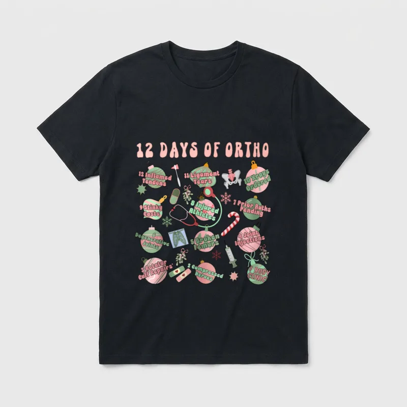 Christmas Orthopedic 12 Days of Ortho T-Shirt – Classic T-Shirt in Black