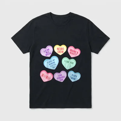 Valentines Neuro Nurse Crew Hearts Candy T-Shirt – Classic T-Shirt in Black