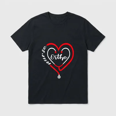 Ortho Nurse Valentines Day Stethoscope Heart T-Shirt – Classic T-Shirt in Black