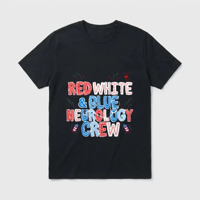 Red White Blue Neurology Crew Nurse T-Shirt – RED WHITE & BLUE NEUROLOGY CREW – Classic T-Shirt in Black