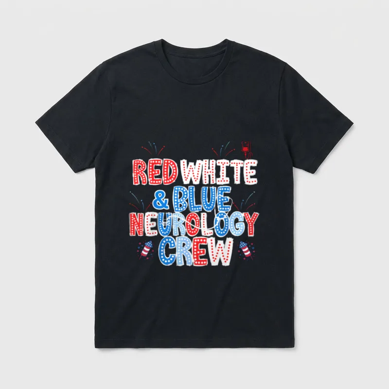 Red White Blue Neurology Crew Nurse T-Shirt – RED WHITE & BLUE NEUROLOGY CREW – Classic T-Shirt in Black