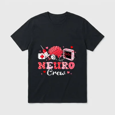 Neuro Crew Stethoscope Leopard Nurse Valentine T-Shirt – Classic T-Shirt in Black