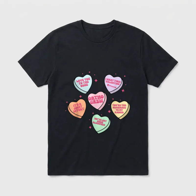 Ortho Crew Candy Heart Valentines Orthopedics T-Shirt – Classic T-Shirt in Black