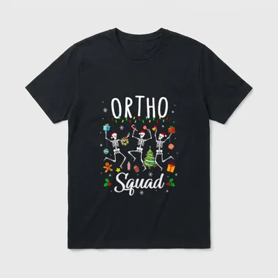 Ortho Squad Christmas Skeletons Orthopedics Nurse T-Shirt – Classic T-Shirt in Black
