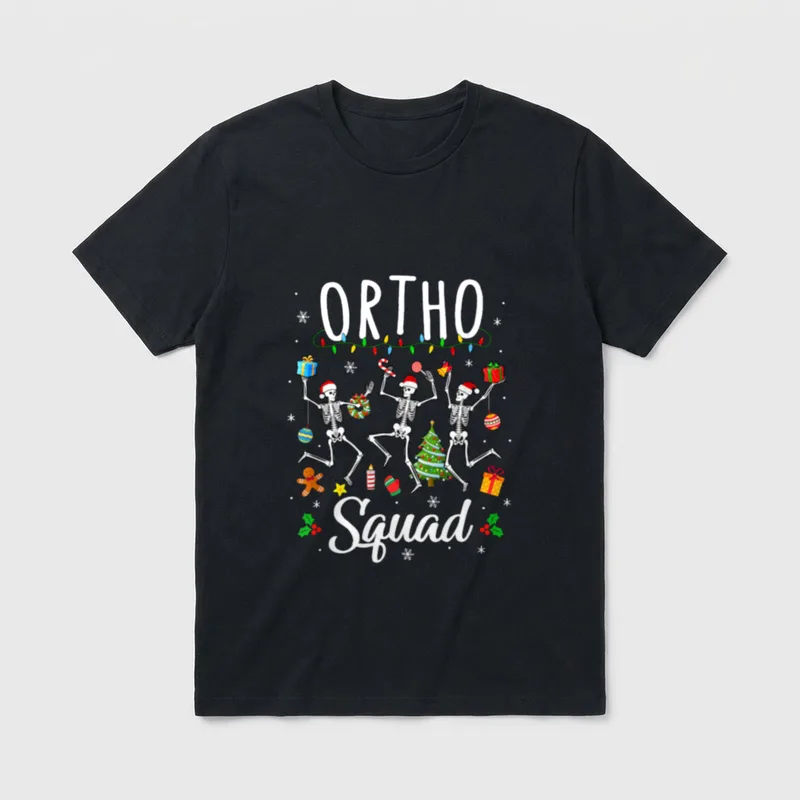 Ortho Squad Christmas Skeletons Orthopedics Nurse T-Shirt – Classic T-Shirt in Black
