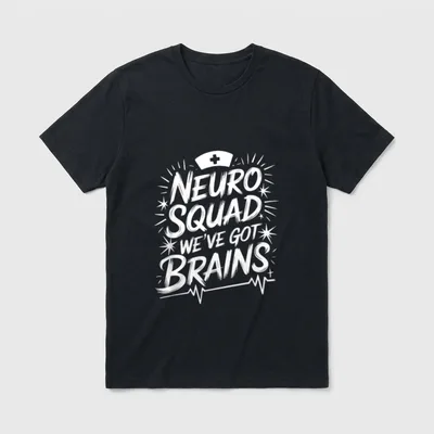 Neurologist Nurse Neurology T-Shirt – Neuro Squad We've Got Brains lettering with a nurse cap – Classic T-Shirt in Black
