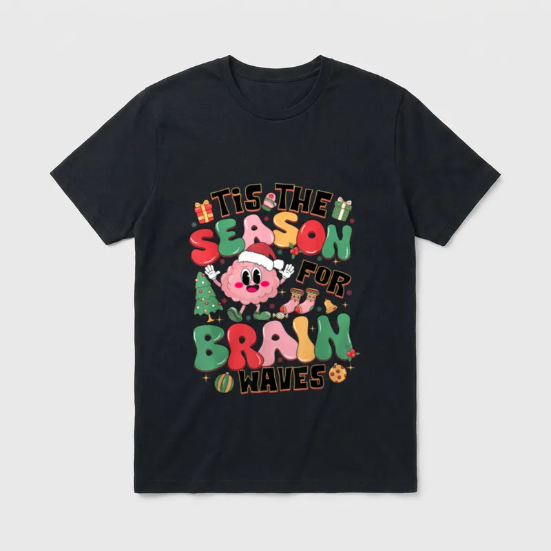 Brain Waves Christmas Neurology Nurse T-Shirt – Classic T-Shirt in Black