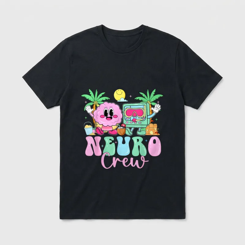 Neuro Crew Summer Vibe Neurology Nurse T-Shirt – Printed words NEURO Crew – Classic T-Shirt in Black