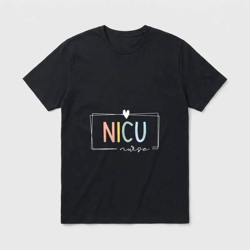 NICU Nurse ICU Neonatal Rainbow Team T-Shirt – Classic T-Shirt in Black
