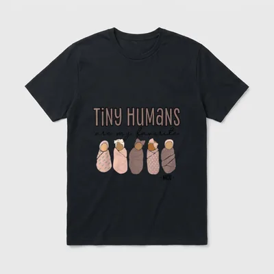NICU Nurse Swaddled T-Shirt – “TiNY HUMaNS are my favorite - NiCU -” – Classic T-Shirt in Black