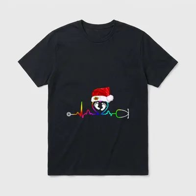 NICU Nurse Heartbeat Christmas T-Shirt – Classic T-Shirt in Black